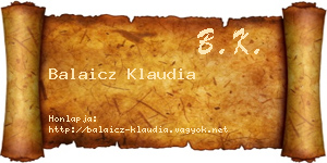 Balaicz Klaudia névjegykártya